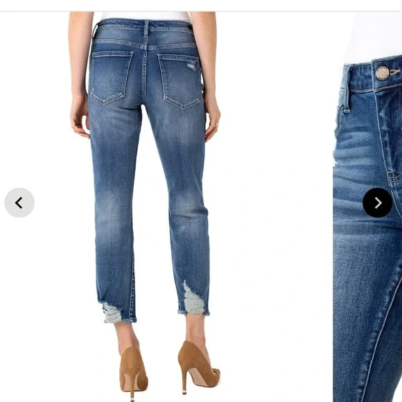 Liverpool The Crop Straight Jean Kennedy Wash Distressed Ankle Jeans Blue 10/30 - Picture 2 of 3